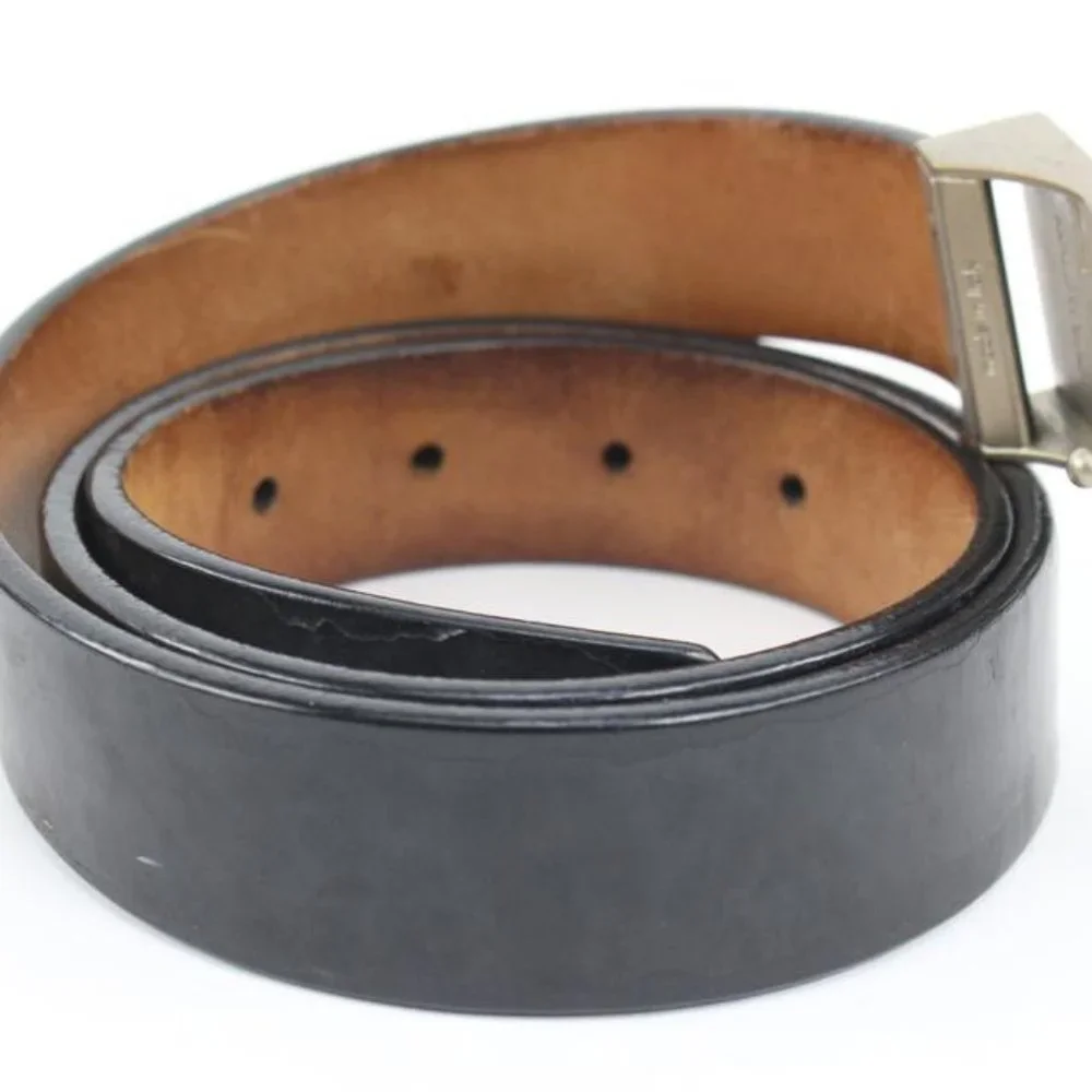 Louis Vuitton 90/36 Black x Silver Outline LV Shadow Belt 52lv218s - Picture 10 of 12